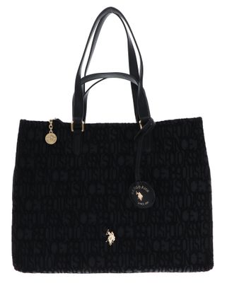 U.S. POLO ASSN. Jaquard Large Shopping With Double Handles Black