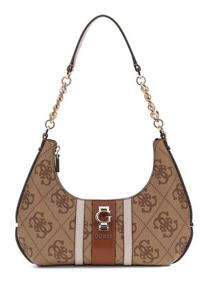 GUESS Erenia Top Zip Shoulder Bag Latte Logo