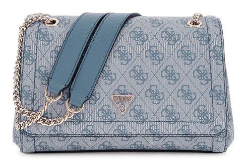 GUESS Noelle II Convertible Xbody Flap Bag Slate Logo
