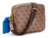 GUESS Milano Crossbody Double Zip Bag Beige / Blue GUESS Milano Crossbody Double Zip Bag Beige / Blue