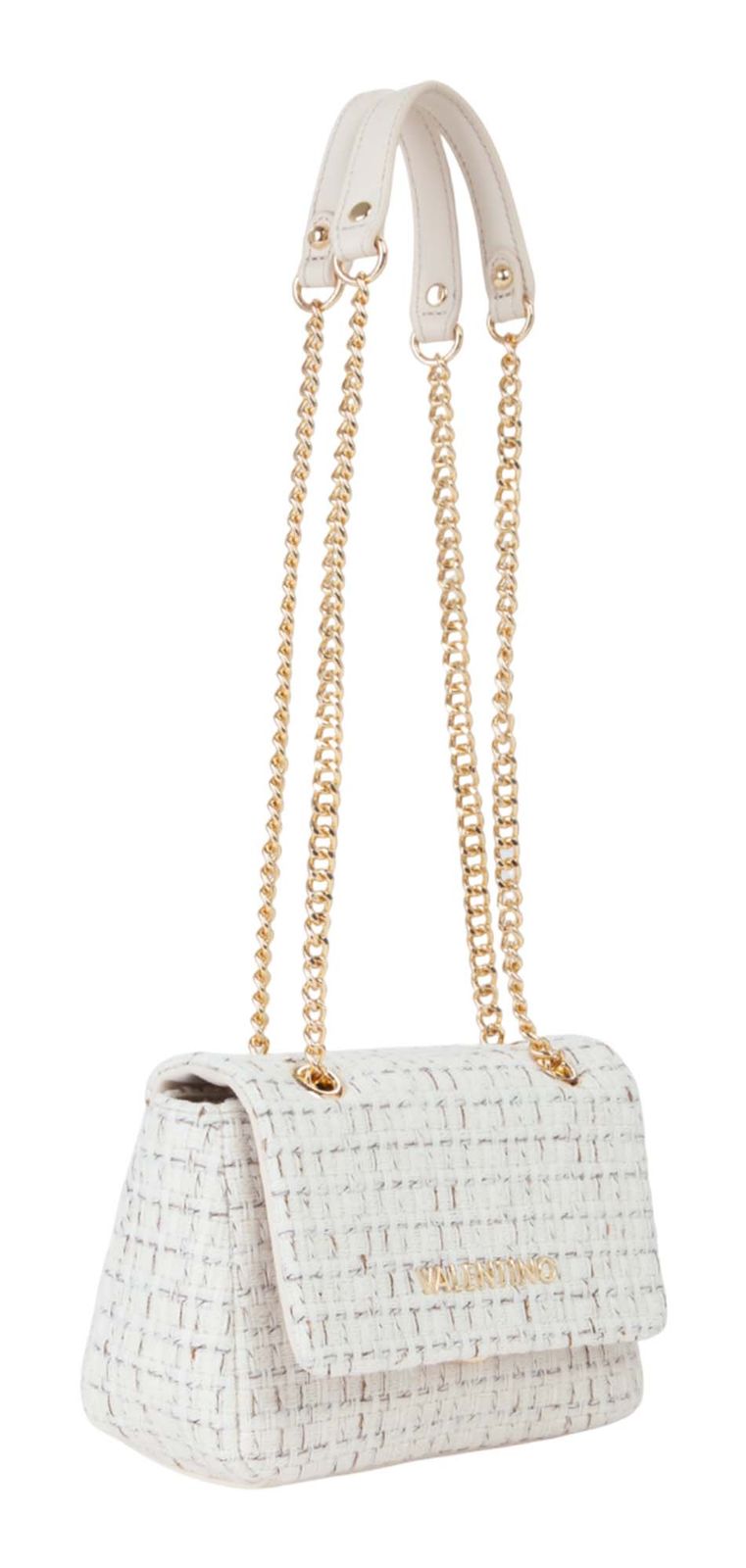VALENTINO Tweed Flap Bag Off Wh / Multi VALENTINO Tweed Flap Bag Off Wh / Multi