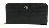 Calvin Klein Croc Embossed Monogram Hardware Zip Around Wallet Black