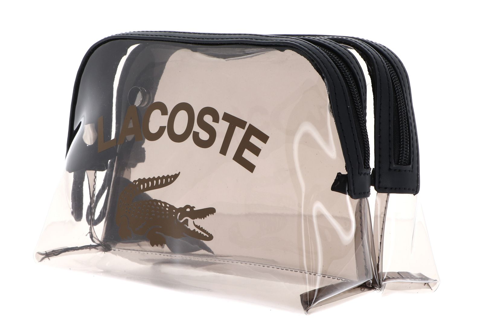 LACOSTE Double Make Up Pouch Transparent Noir Ermine LACOSTE Double Make Up Pouch Transparent Noir Ermine