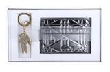 LACOSTE CC Key Ring Box Shiny Dark Silver LACOSTE CC Key Ring Box Shiny Dark Silver