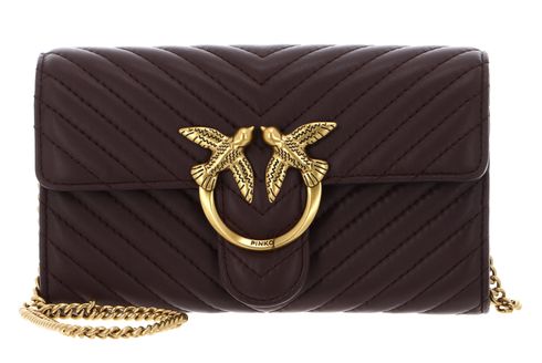 PINKO Love One Mini Icon Wallet C Nappa Chevron S Cioccolate Amaro - Antique Gold PINKO Love One Mini Icon Wallet C Nappa Chevron S Cioccolate Amaro - Antique Gold