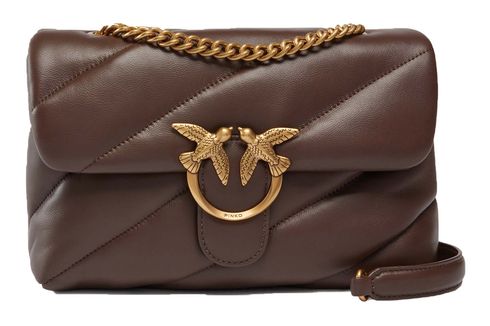 PINKO Love Puff Classic CL Sheep Nappa M Marrone Castano - Antique Gold