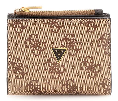 GUESS Milano Bifold Top Zip Wallet Beige Brown
