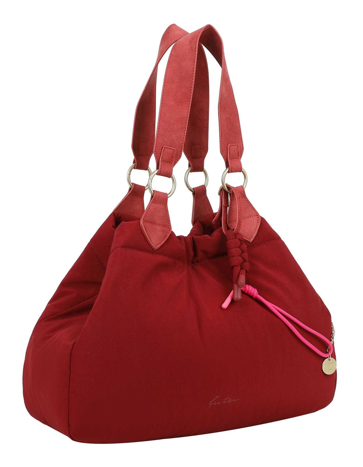 Borsa Shopper Fritzi Aus Preußen Izzy Medium | Beige Ricamata, Con Ciondolo, 40x30 Cm