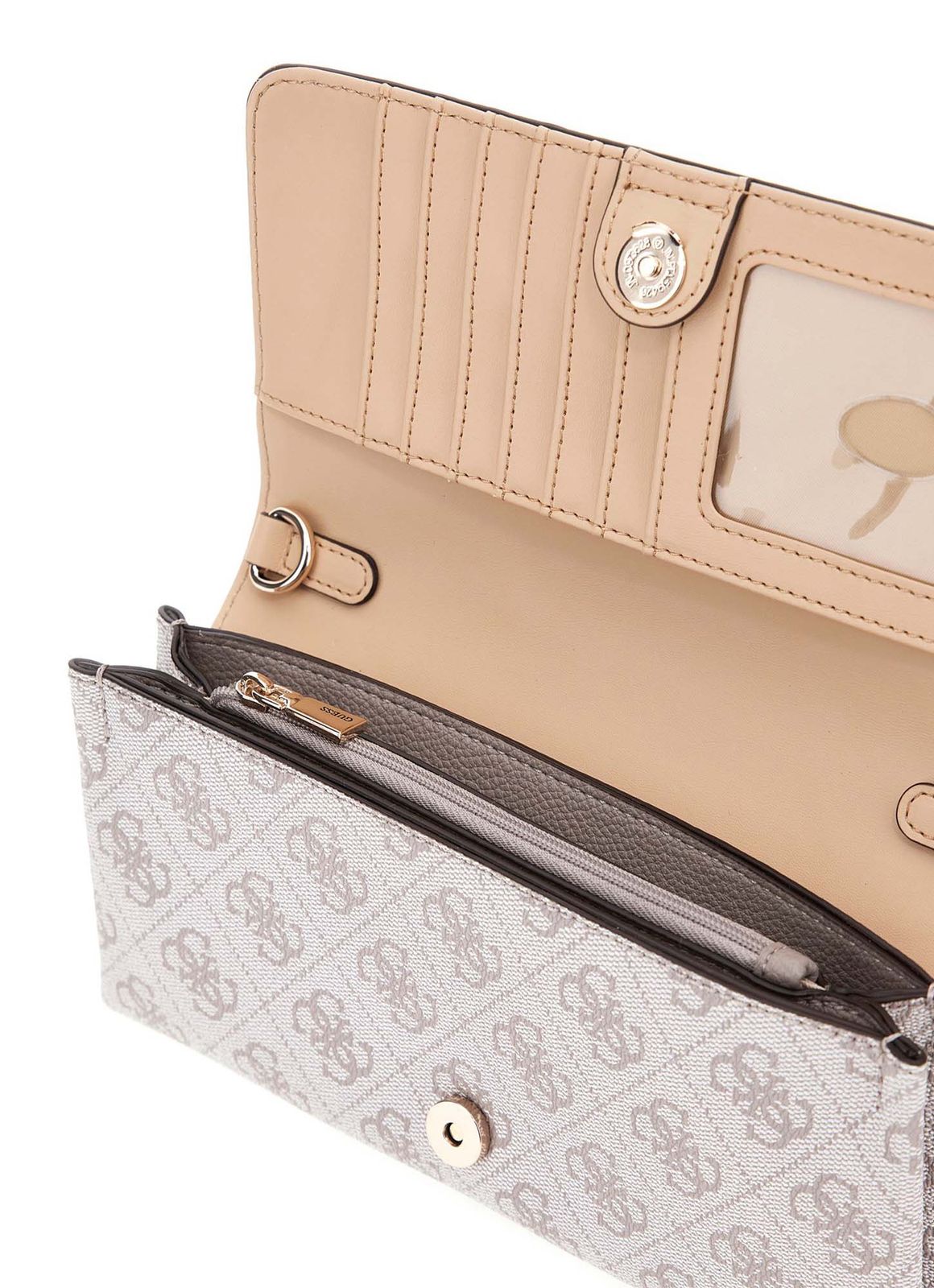 GUESS Noelle II Xbody Flap Organizer Dark Taupe Logo GUESS Noelle II Xbody Flap Organizer Dark Taupe Logo