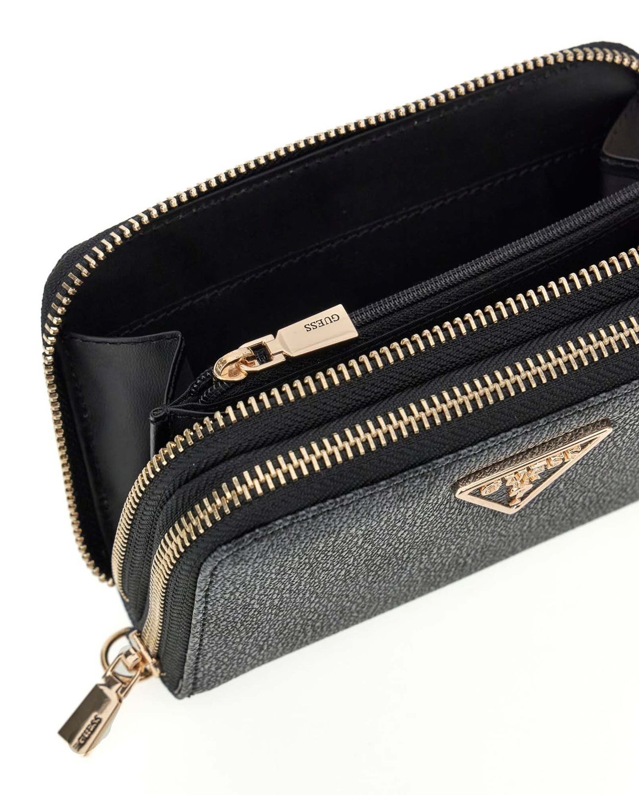 GUESS Laurel II SLG Medium Double Zip Wallet M Coal Logo GUESS Laurel II SLG Medium Double Zip Wallet M Coal Logo