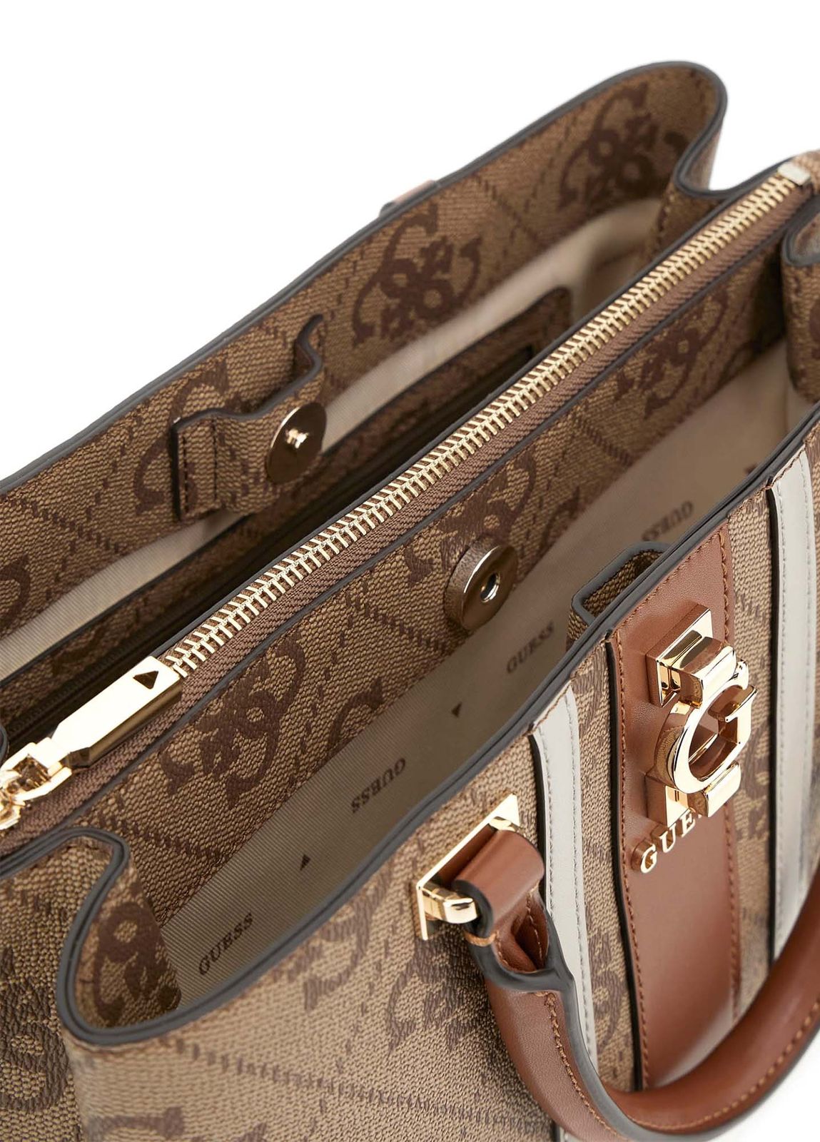 Sac à Main GUESS Erenia Girlfriend - Bandoulière Amovible, 2 Compartiments Zippés - Logo Latte, Taille Unique