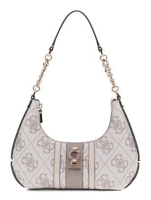 GUESS Erenia Top Zip Shoulder Bag Dark Taupe Logo