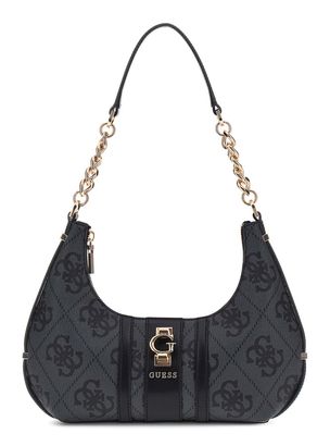 GUESS Erenia Top Zip Shoulder Bag Coal Logo