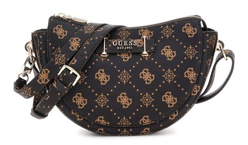 GUESS Silia Mini Convertible Shoulder Bag Espresso Logo
