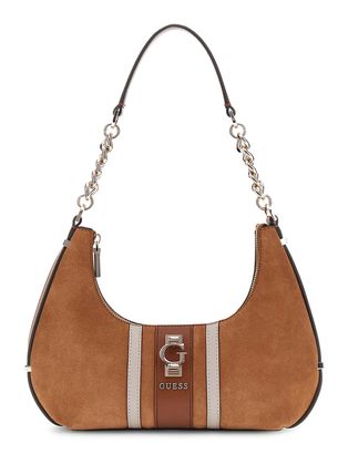 GUESS Erenia Top Zip Shoulder Bag Cognac Multi