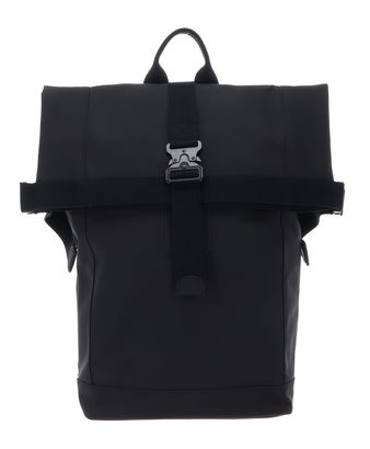 Ted Baker Rivers Rubberised PU Roll Top Backpack Black