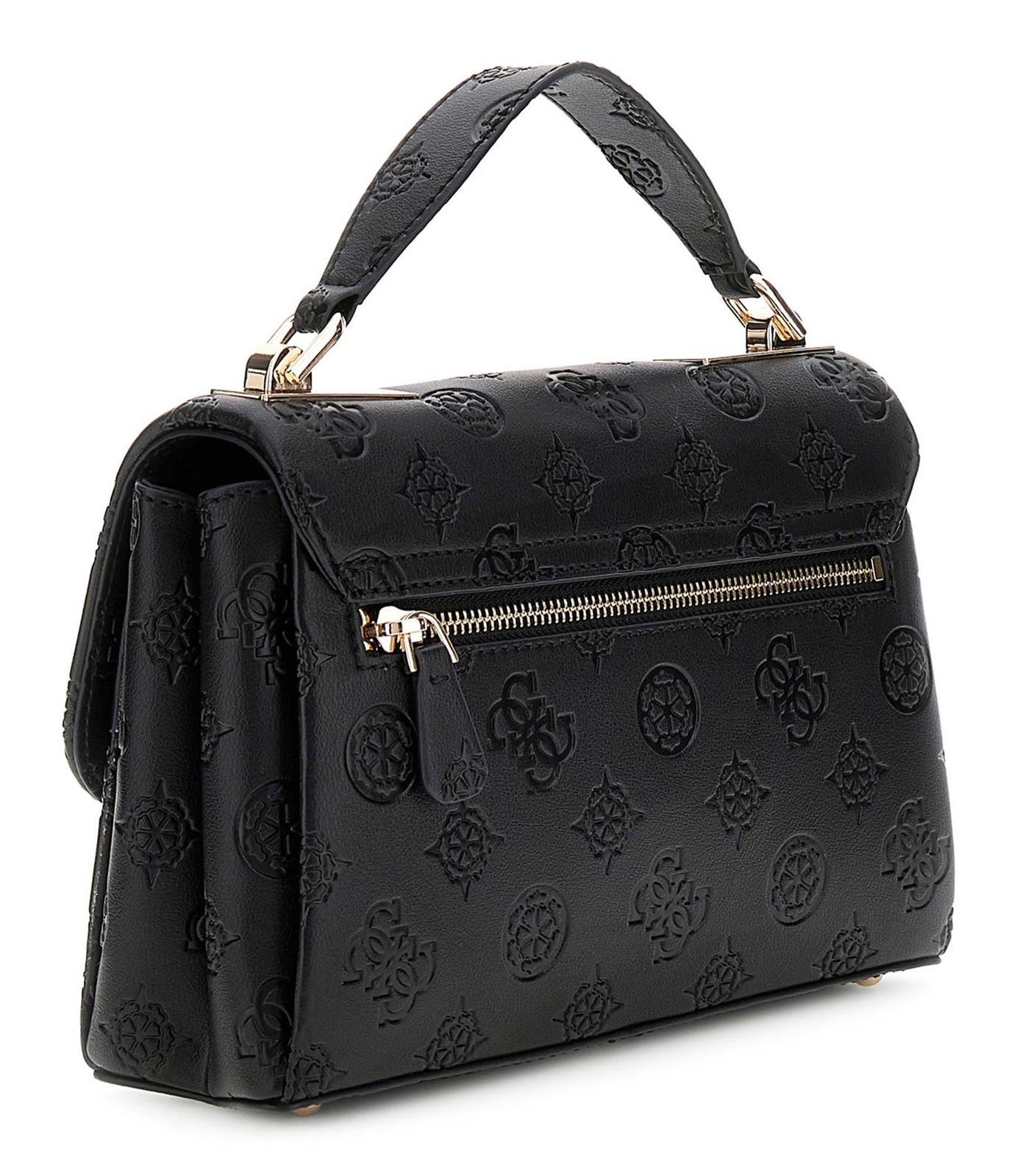 GUESS Tisha Top Handle Flap Bag Black Logo GUESS Tisha Top Handle Flap Bag Black Logo