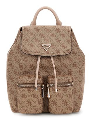 GUESS Manhattan II Flap Backpack Latte Logo