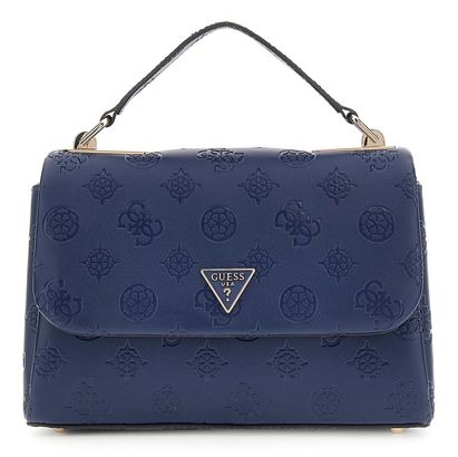 GUESS Tisha Top Handle Flap Bag Midnight Logo