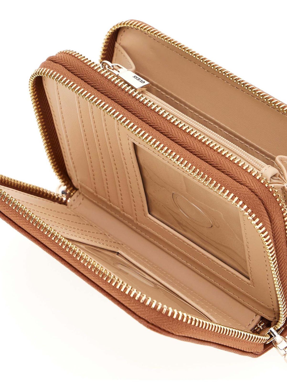 GUESS Amorette SLG Double Zip Wallet M Cognac GUESS Amorette SLG Double Zip Wallet M Cognac