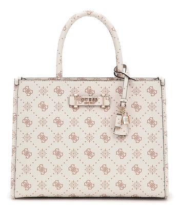 GUESS Silia 2 Compartment Tote Bag Vanilla Logo