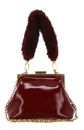 Ted Baker Purcel Leather Patent Fur Handle Clutch Bag Red