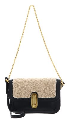 Ted Baker Sherlin Twist Lock Detail Shearling Shoulder Bag Black