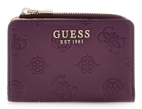 GUESS Laurel II SLG Zip Around Card Case Wine Logo