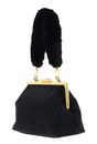 Ted Baker Purcey Satin Fur Handle Clutch Bag Black