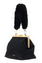 Ted Baker Purcey Satin Fur Handle Clutch Bag Black