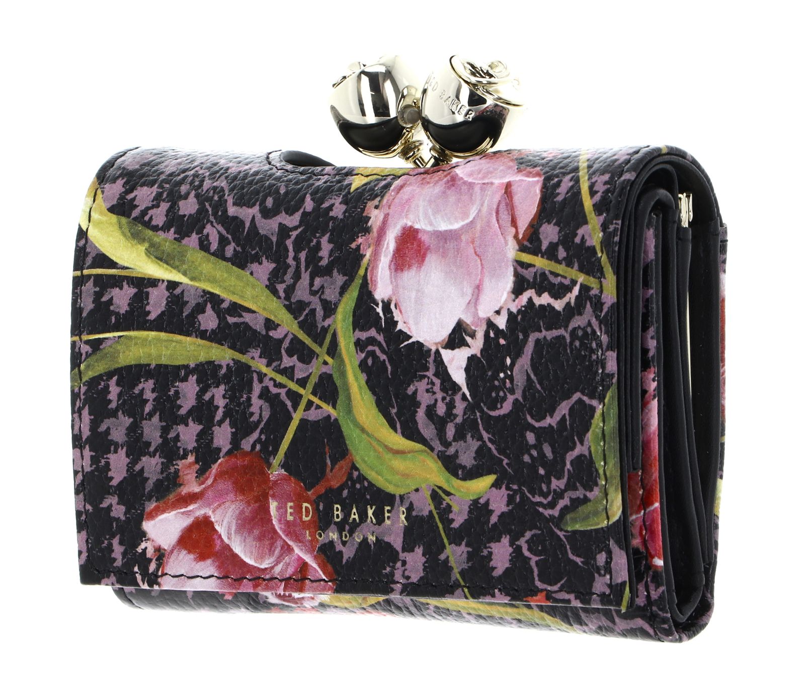 Ted Baker Tulna Floral Printed Leather Bobble Purse S Black