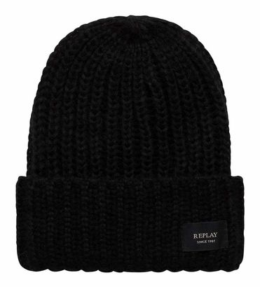 REPLAY Beanie + Scarf Set Black