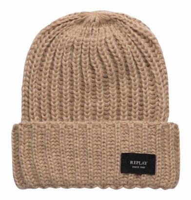 REPLAY Beanie + Scarf Set Light Brown