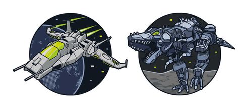 Schneiders Patches Set 2 teilig Spaceship + Robo Rex