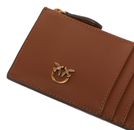 PINKO Airone Cardholder Sheep Nappa Chevron Marrone - Leone - Antique Gold