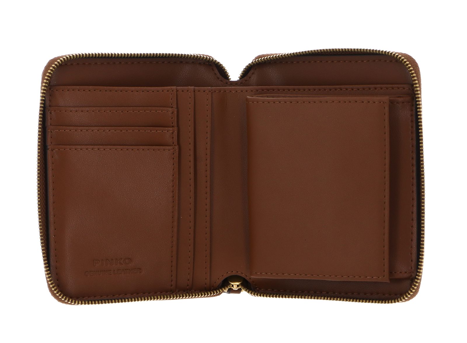 PINKO Taylor Zip Around Sheep Nappa Chevron Marrone - Leone - Antique Gold PINKO Taylor Zip Around Sheep Nappa Chevron Marrone - Leone - Antique Gold