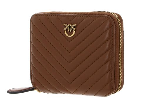 PINKO Taylor Zip Around Sheep Nappa Chevron Marrone - Leone - Antique Gold PINKO Taylor Zip Around Sheep Nappa Chevron Marrone - Leone - Antique Gold