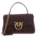 PINKO Love Lady Puff Classic CL Sheep Nappa Chevron M Cioccolate Amaro - Antique Gold PINKO Love Lady Puff Classic CL Sheep Nappa Chevron M Cioccolate Amaro - Antique Gold