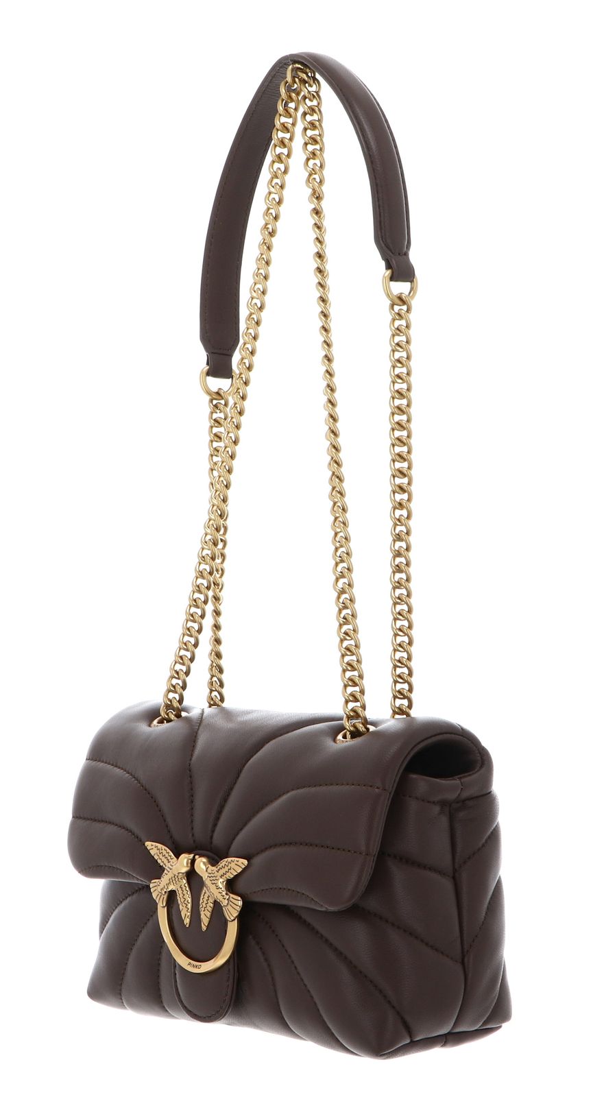 PINKO Love Puff Mini CL Sheep Nappa Quilt S Marrone Castano - Antique Gold PINKO Love Puff Mini CL Sheep Nappa Quilt S Marrone Castano - Antique Gold