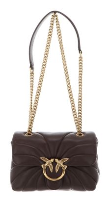 PINKO Love Puff Mini CL Sheep Nappa Quilt S Marrone Castano - Antique Gold PINKO Love Puff Mini CL Sheep Nappa Quilt S Marrone Castano - Antique Gold