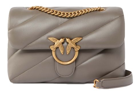 PINKO Love Puff Classic CL Sheep Nappa M Grigio Asfalto - Antique Gold