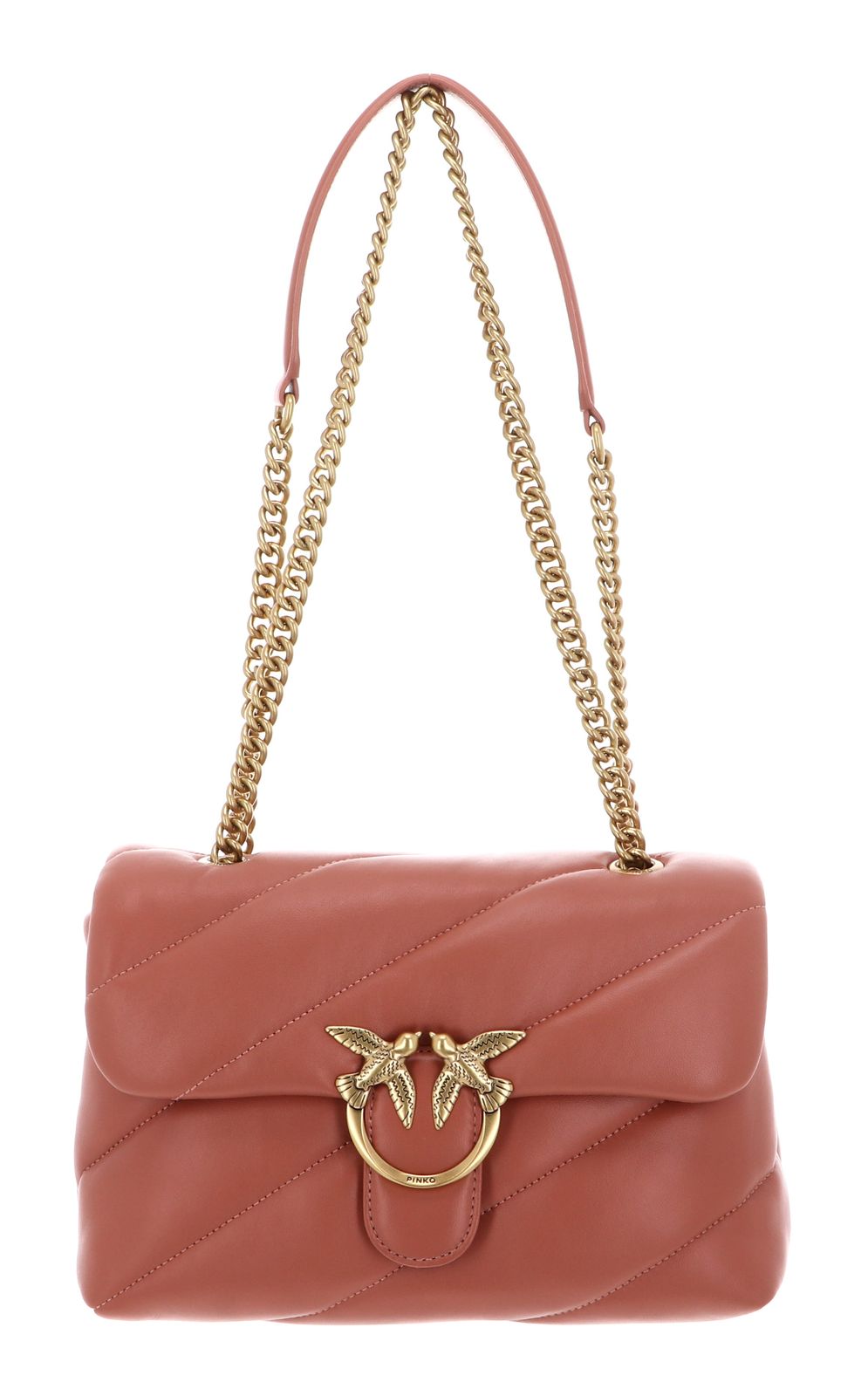 PINKO Love Puff Classic CL Sheep Nappa M Marrone Aragona - Antique Gold