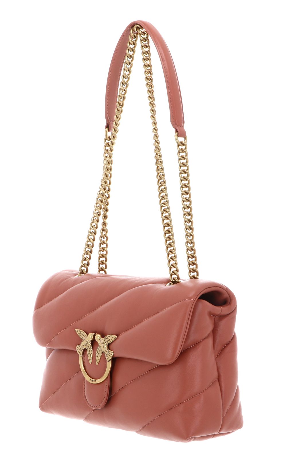 PINKO Love Puff Classic CL Sheep Nappa M Marrone Aragona - Antique Gold PINKO Love Puff Classic CL Sheep Nappa M Marrone Aragona - Antique Gold