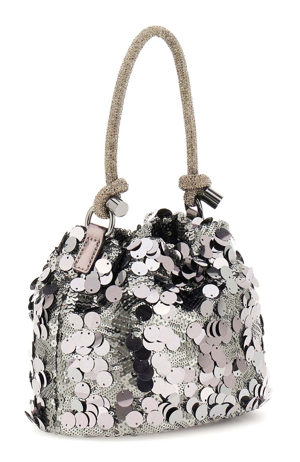 GUESS Holiday Shine Top Handle Pouch Pewter GUESS Holiday Shine Top Handle Pouch Pewter