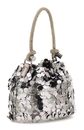 GUESS Holiday Shine Top Handle Pouch Pewter