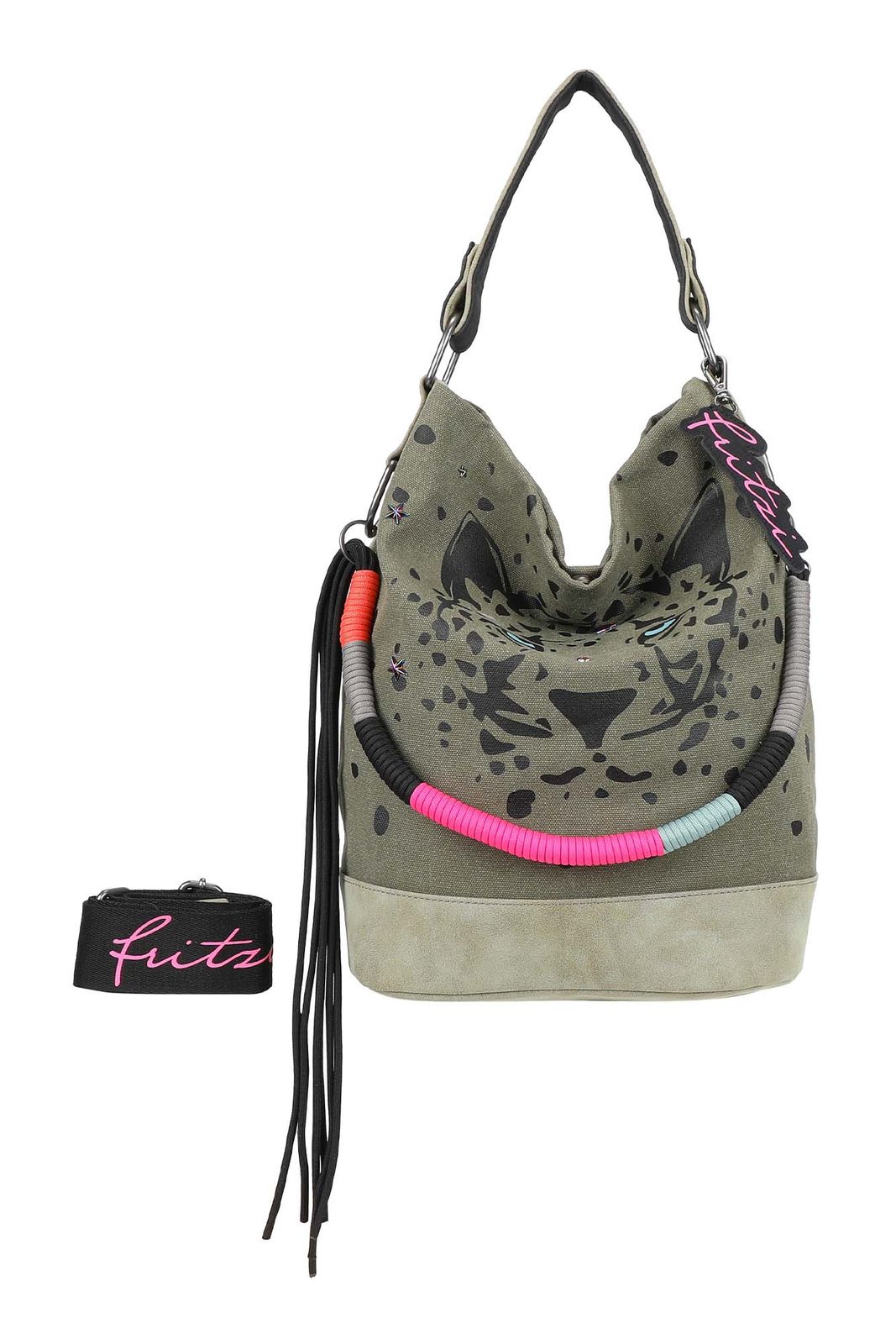 Fritzi aus Preußen Olga Limited Panther Studs Hobo Bag Black