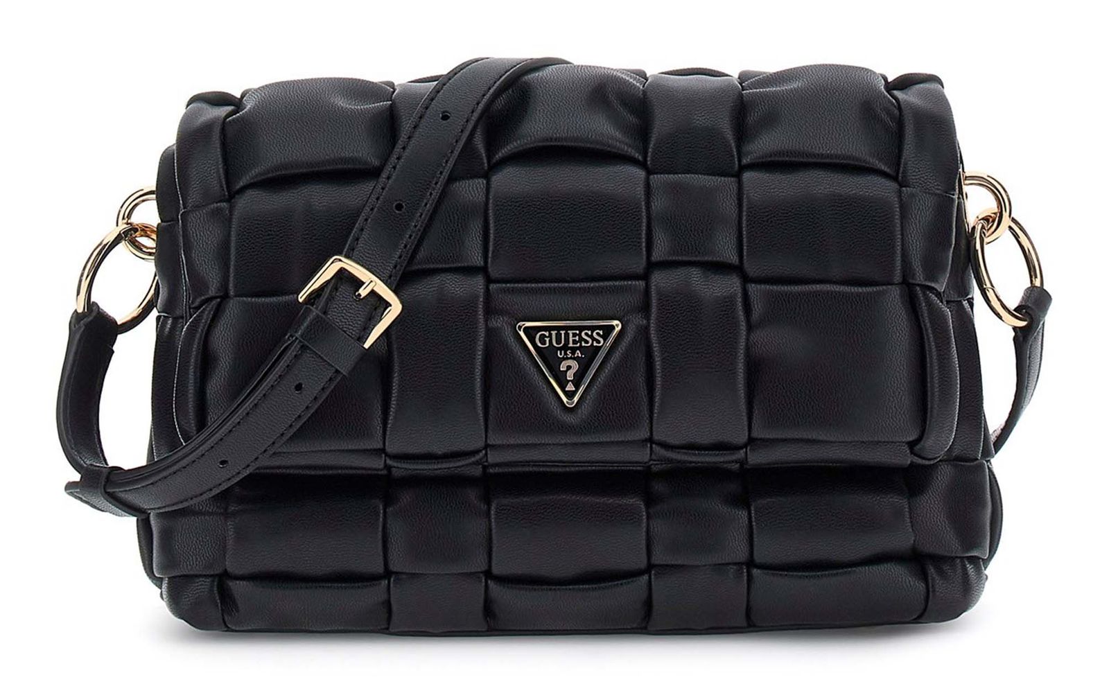 GUESS Marion Flap Shoulder Bag Black