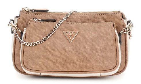 GUESS Noelle II Double Pouch Crossbody Bag Tan Multi