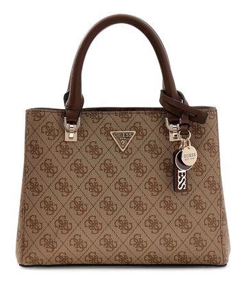 GUESS Noelle II Multi Compartment Satchel S Latte Logo / Brown