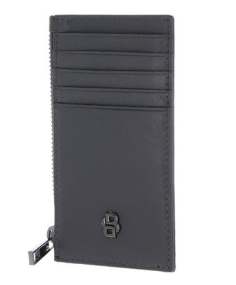 HUGO BOSS Double B Cardholder With Zip Saffiano Grey